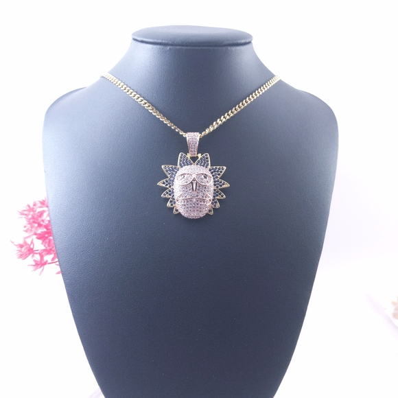 š¤ 20" 14K GP Cuban Chain + Cartoon Pendant - Picture 4 of 8